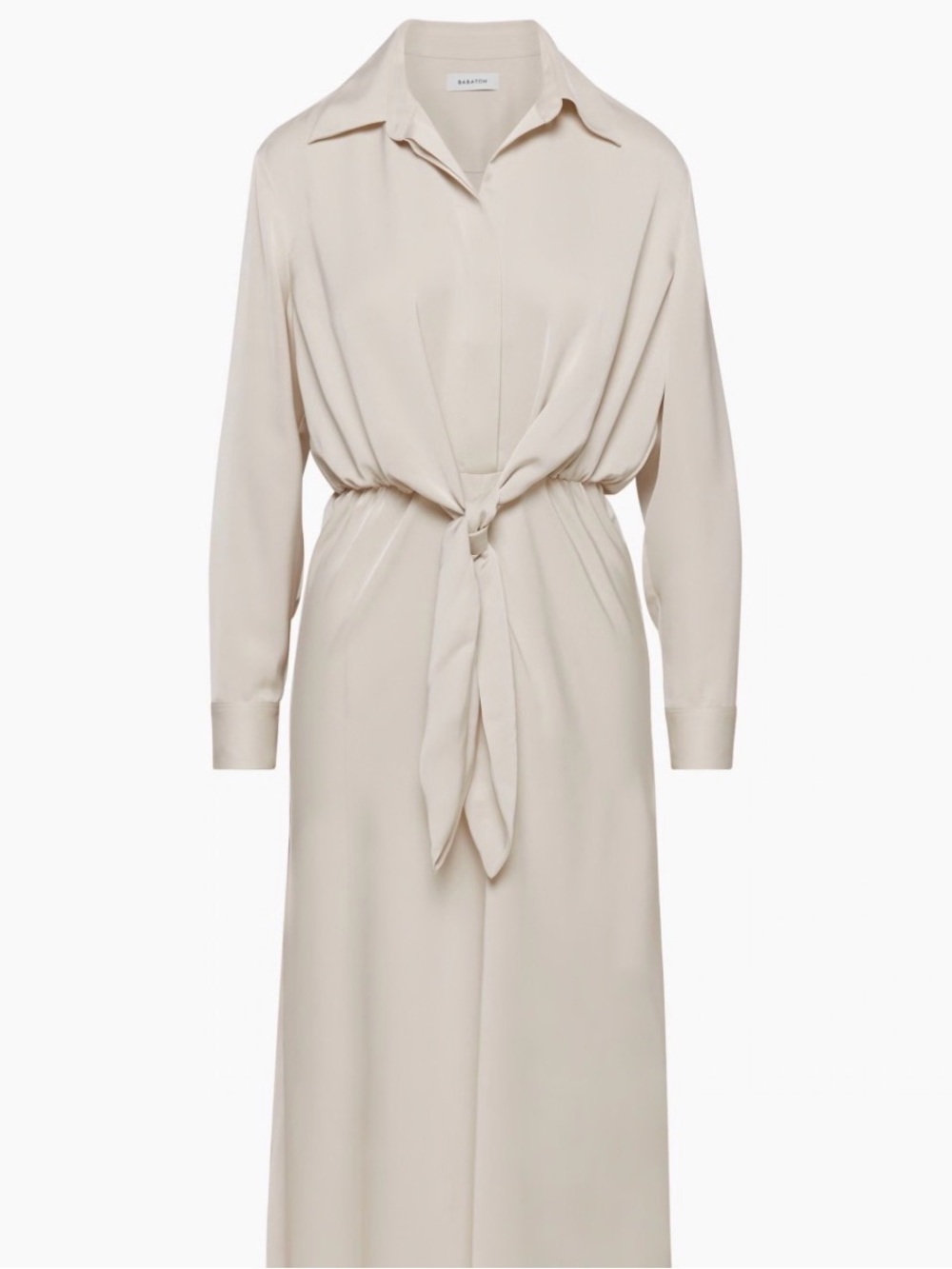 Aritzia Cream Knot-Front Midi Shirt Dress